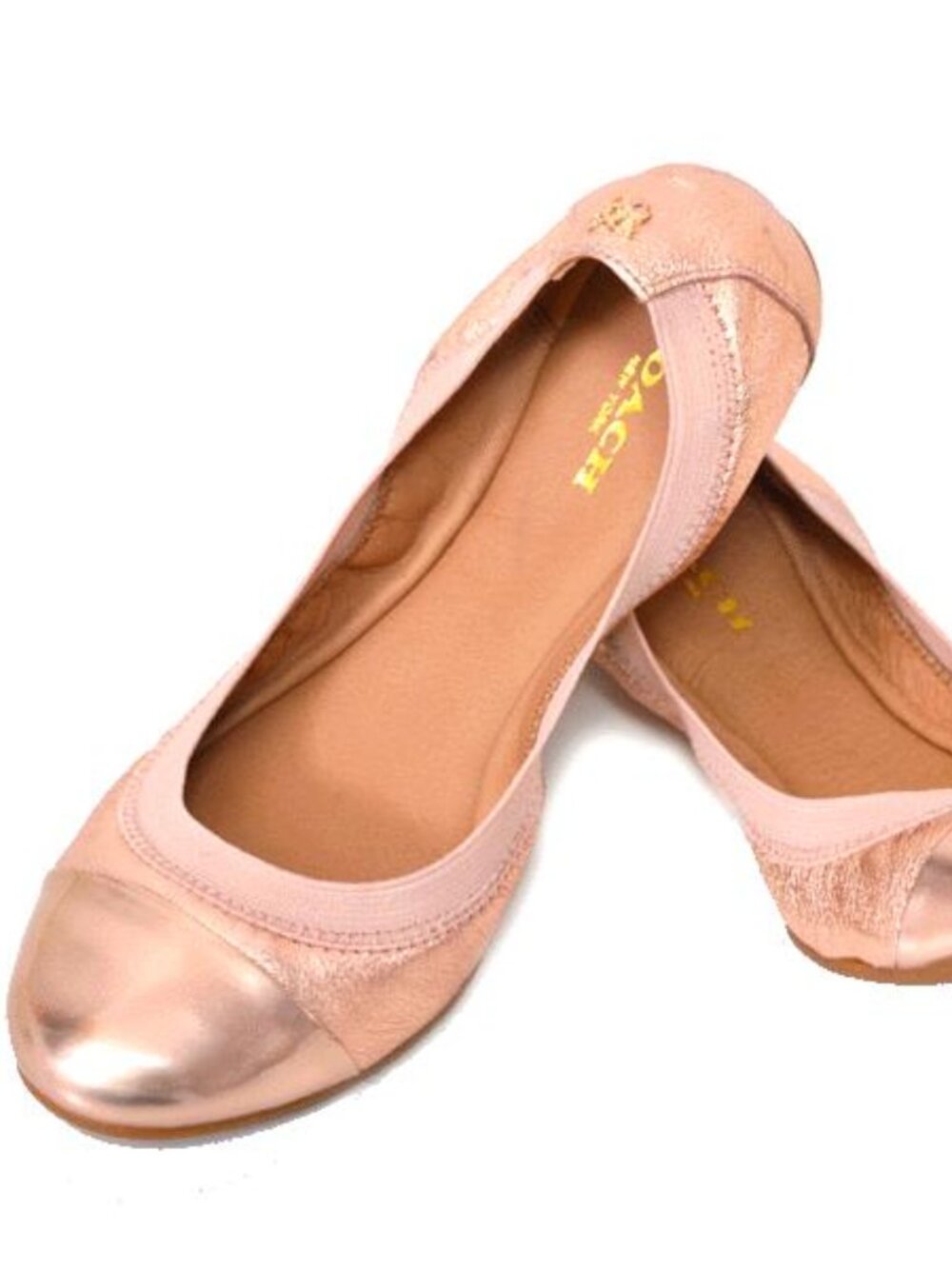 Coach Dahlia Pink Rose Gold Ballet Flats with Metallic Cap Toe Size 6